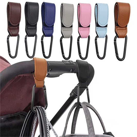 PU leather stroller hook for diaper bags