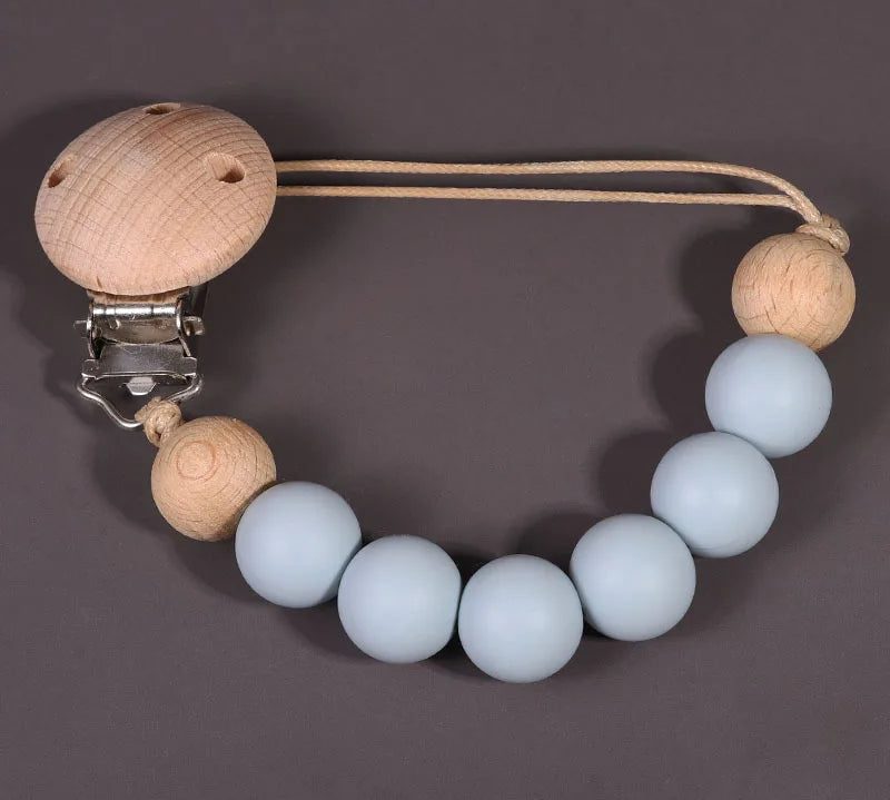 Wood Silicone Baby Pacifier Clip