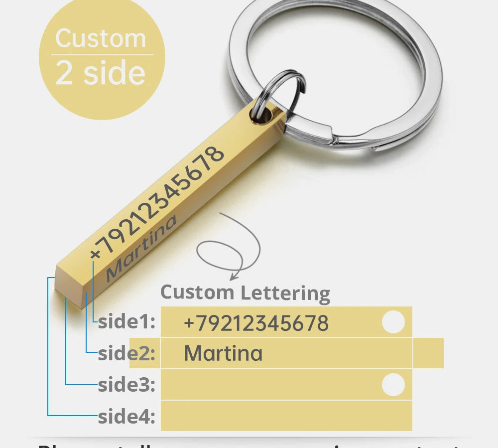 Personalized 3D Bar Keychain