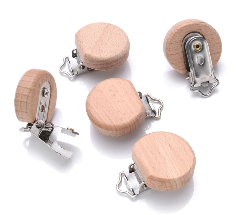 Beech Wooden Pacifier Clips