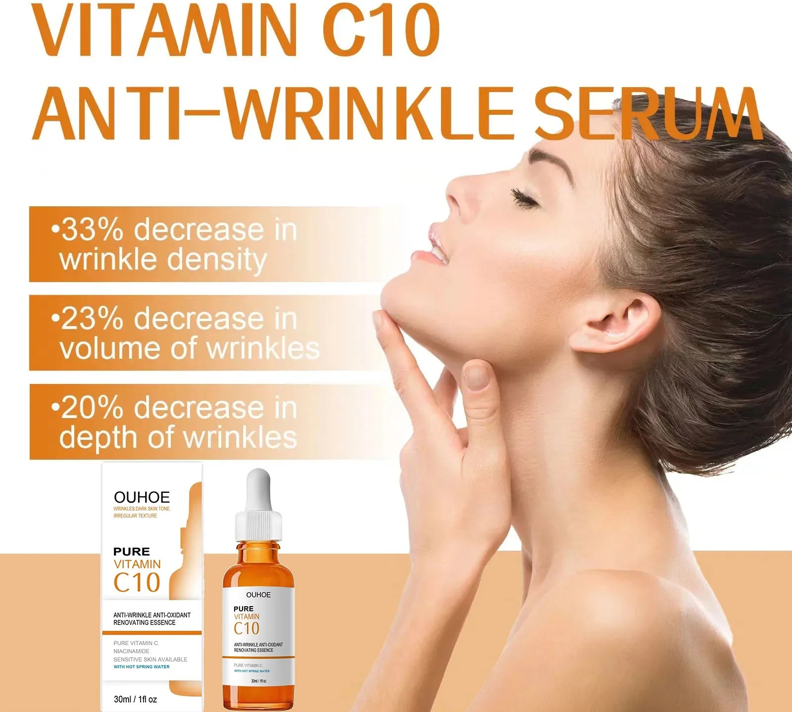 Vitamin C anti-aging face serum for brightening and firming skin