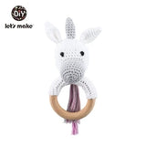 Crochet Bear Rattle Teether Toy