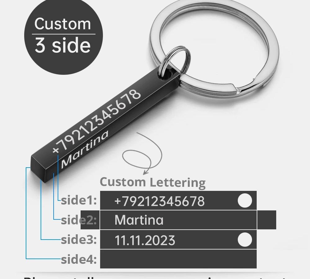 Personalized 3D Bar Keychain