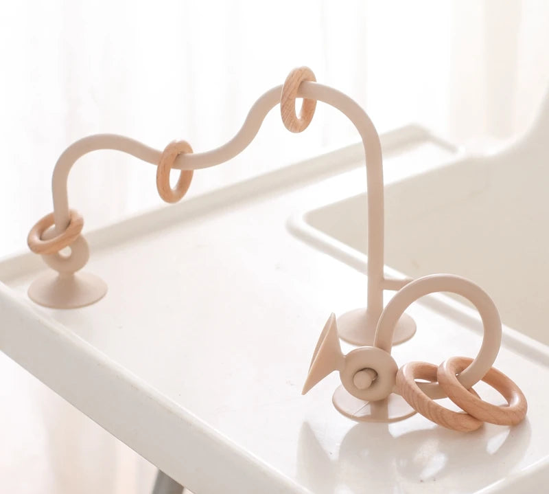 Wood & silicone baby teether for soothing teething pain