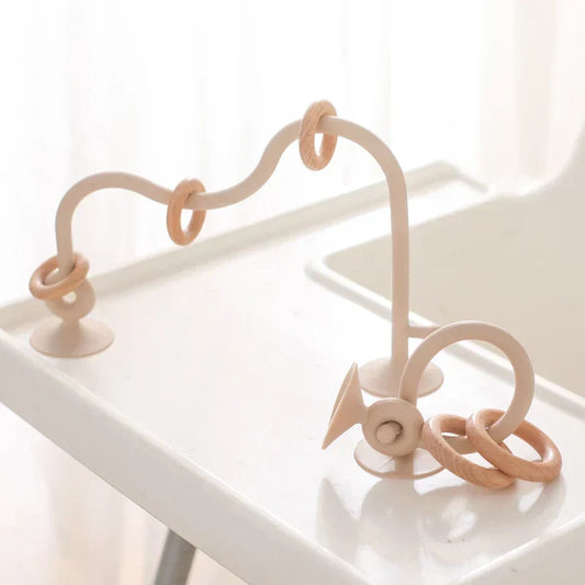 Wood & silicone baby teether for soothing teething pain