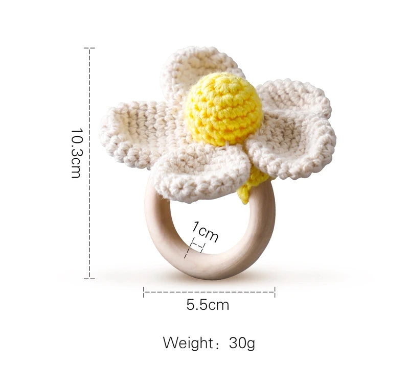 Crochet Bear Rattle Teether Toy
