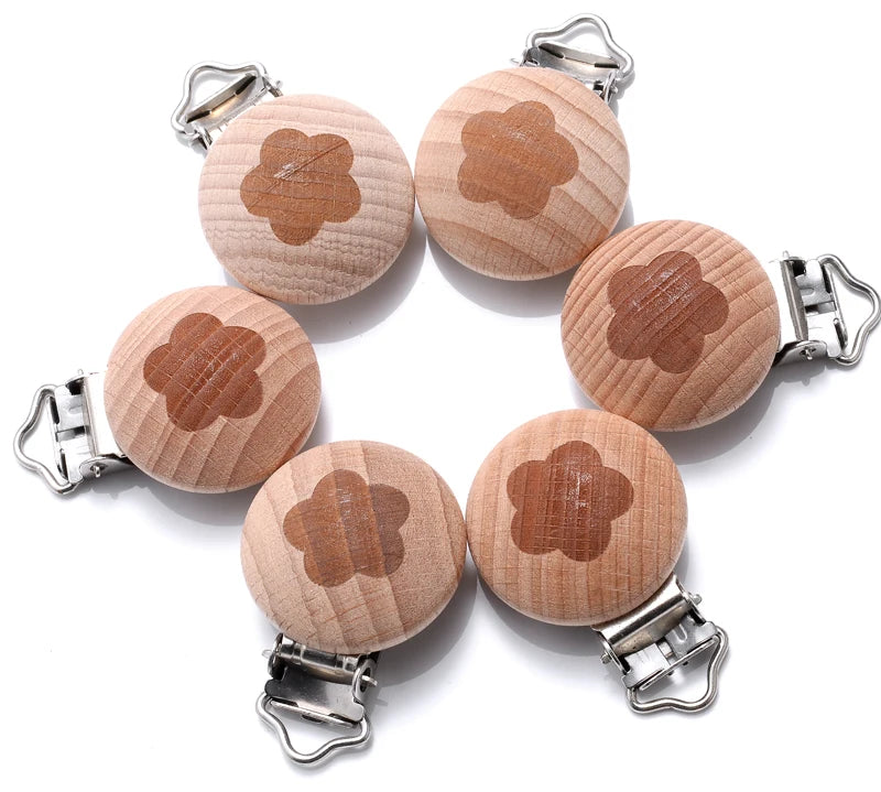 Beech Wooden Pacifier Clips