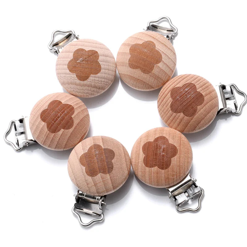 Beech Wooden Pacifier Clips