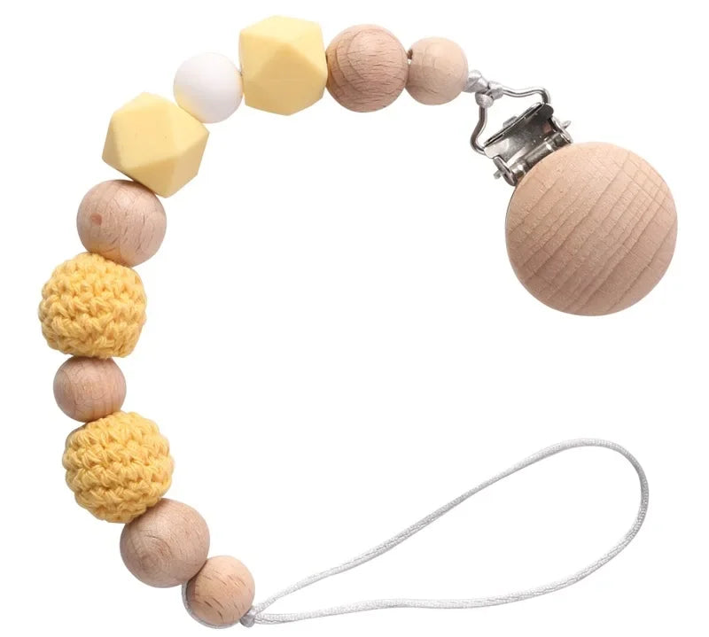 Wood Silicone Baby Pacifier Clip