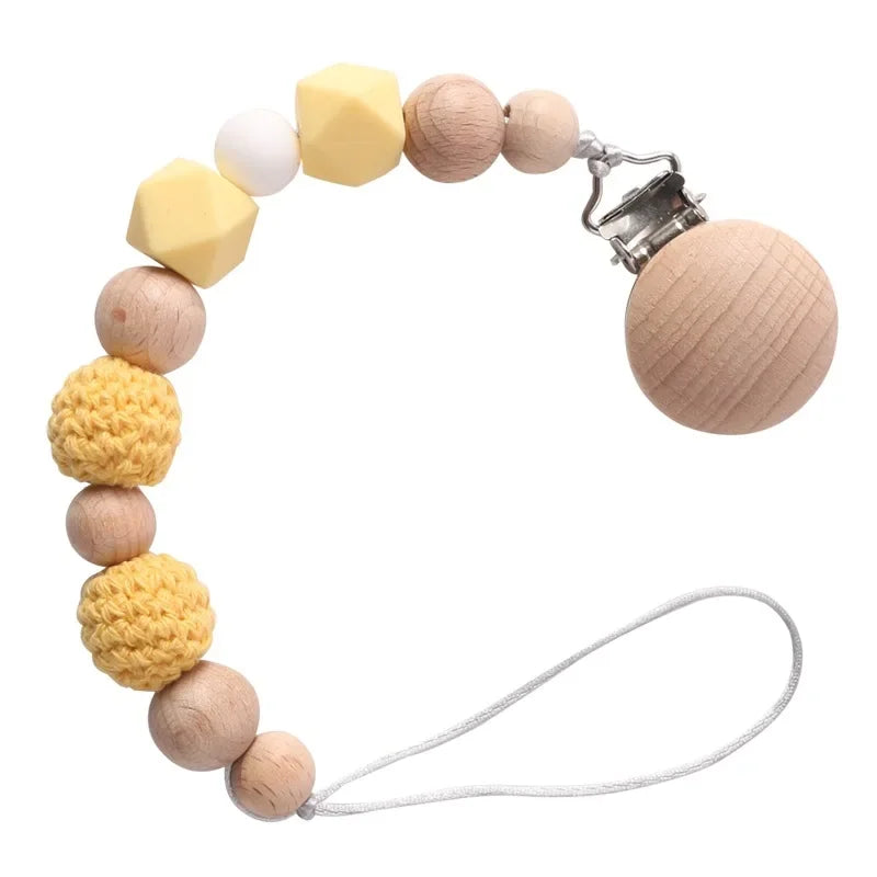Wood Silicone Pacifier Clip