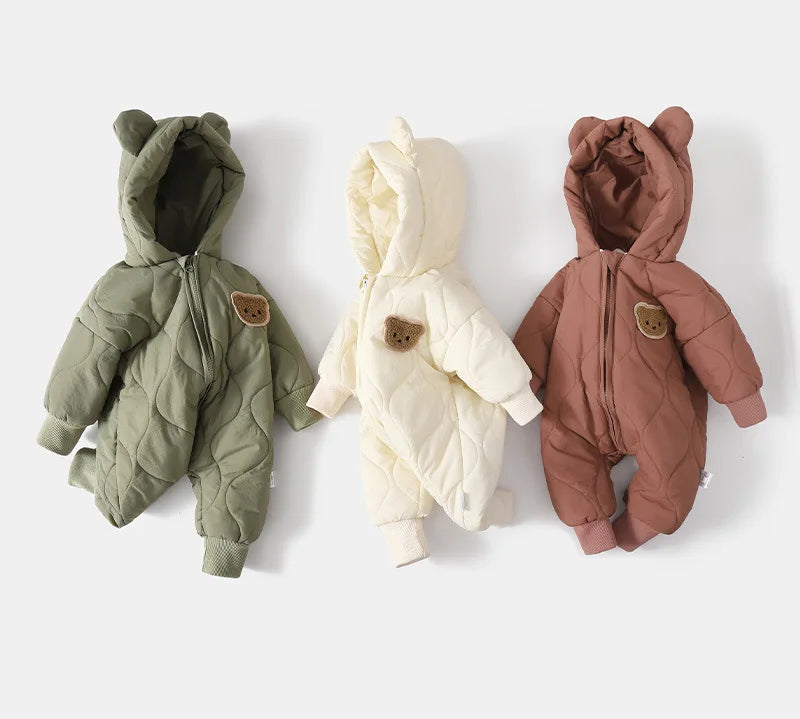 Warm fuzzy baby romper for winter season