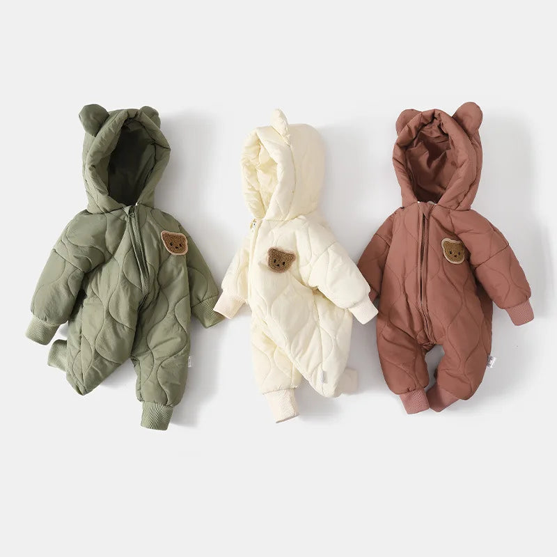 Warm fuzzy baby romper for winter season