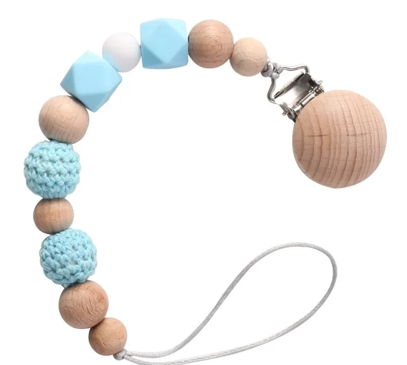 Wood Silicone Baby Pacifier Clip