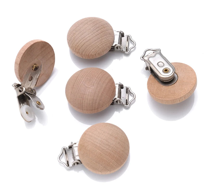 Beech Wooden Pacifier Clips