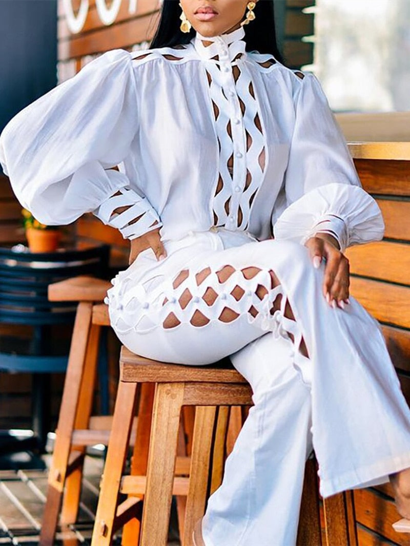 Sexy Hollow-Out 2-Piece Autumn Set