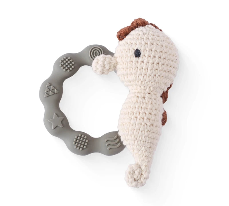 Crochet Bear Rattle Teether Toy