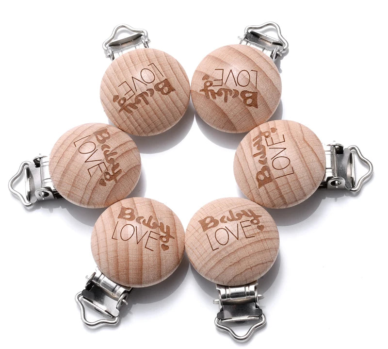 Beech Wooden Pacifier Clips