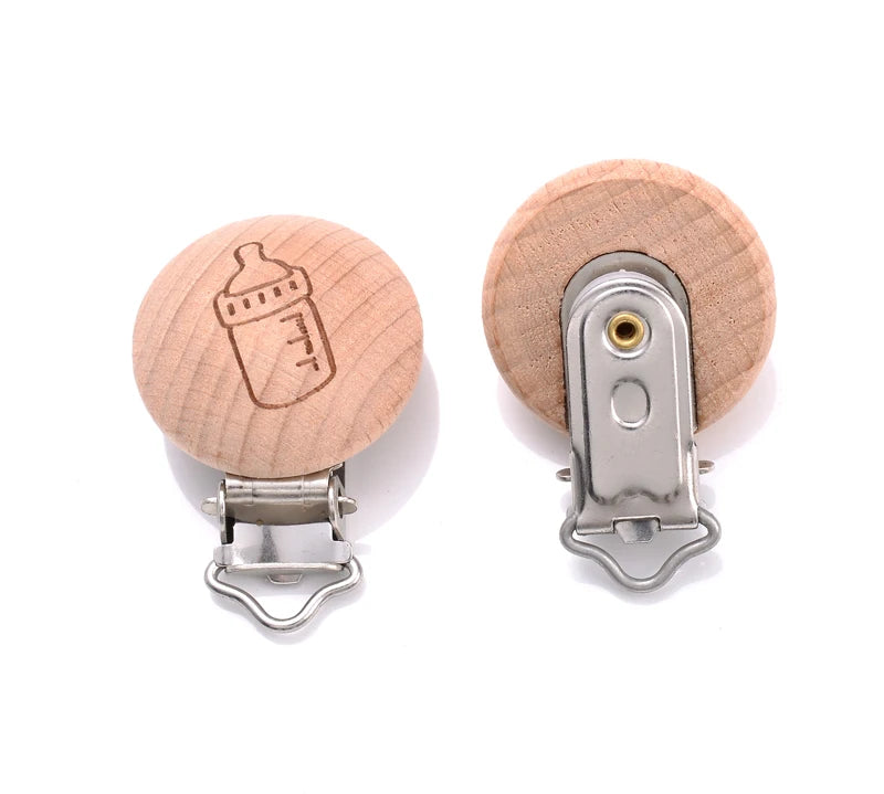 Beech Wooden Pacifier Clips