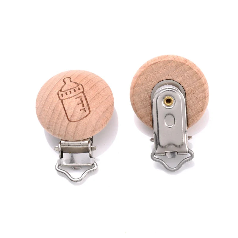 Beech Wooden Pacifier Clips