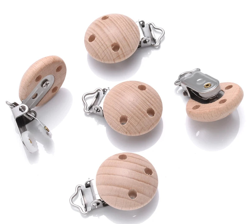 Beech Wooden Pacifier Clips