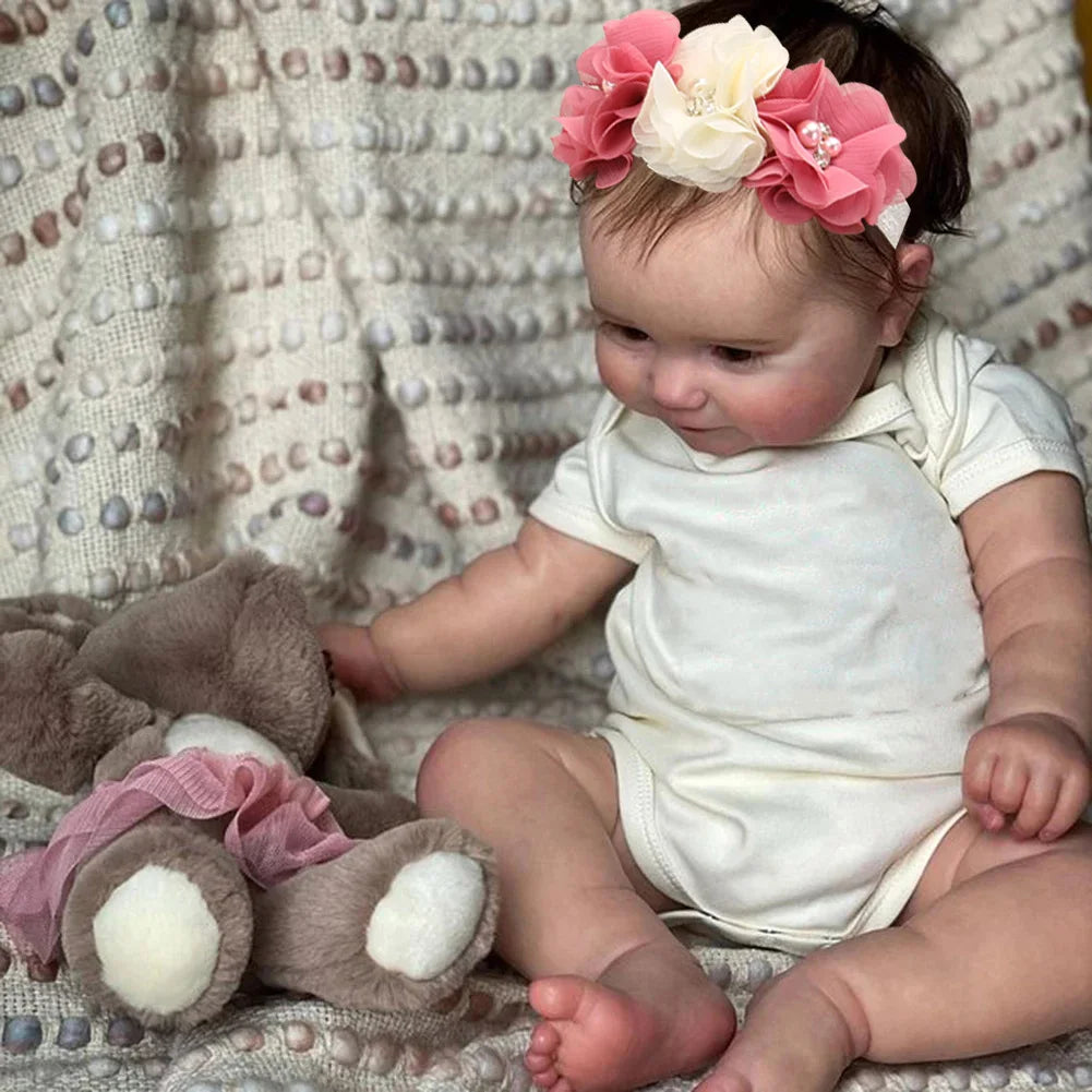 Lifelike reborn doll with vinyl body and soft limbs