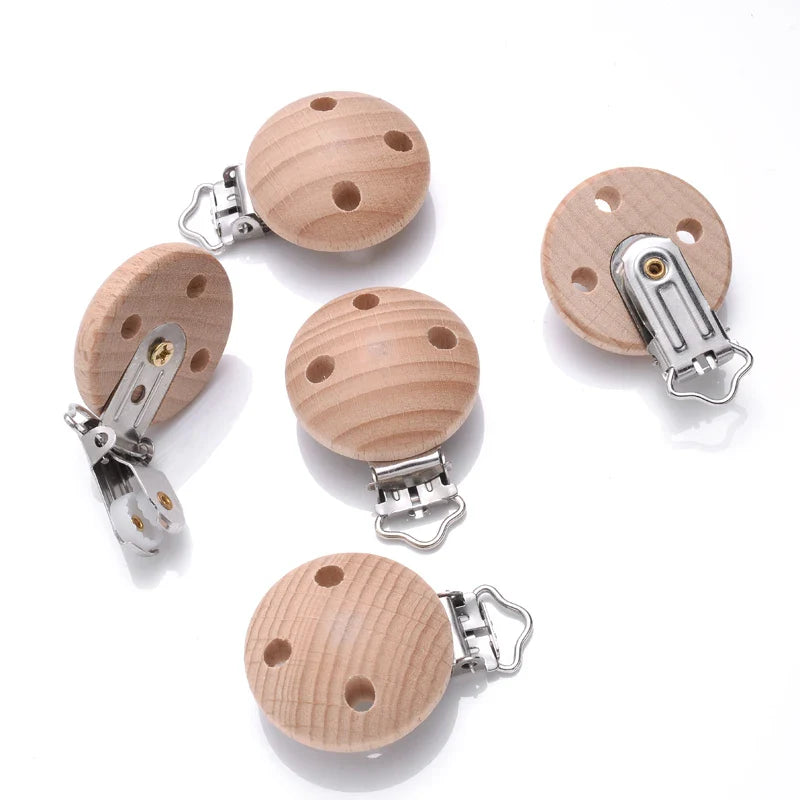 Beech Wooden Pacifier Clips