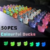50PCS glowing mini rubber ducks for bath time fun