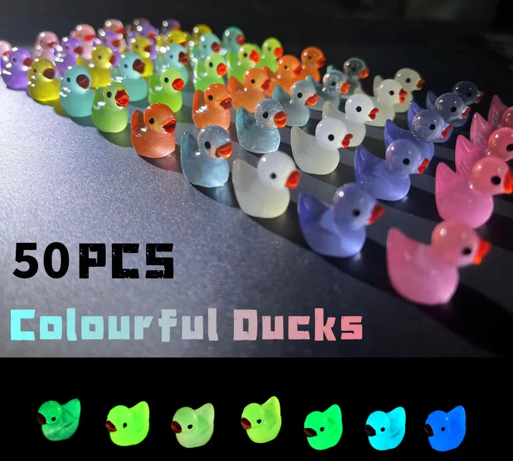 50PCS glowing mini rubber ducks for bath time fun