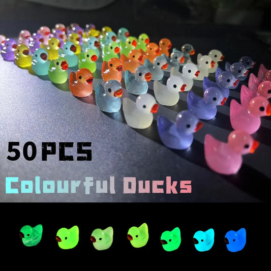 50PCS glowing mini rubber ducks for bath time fun