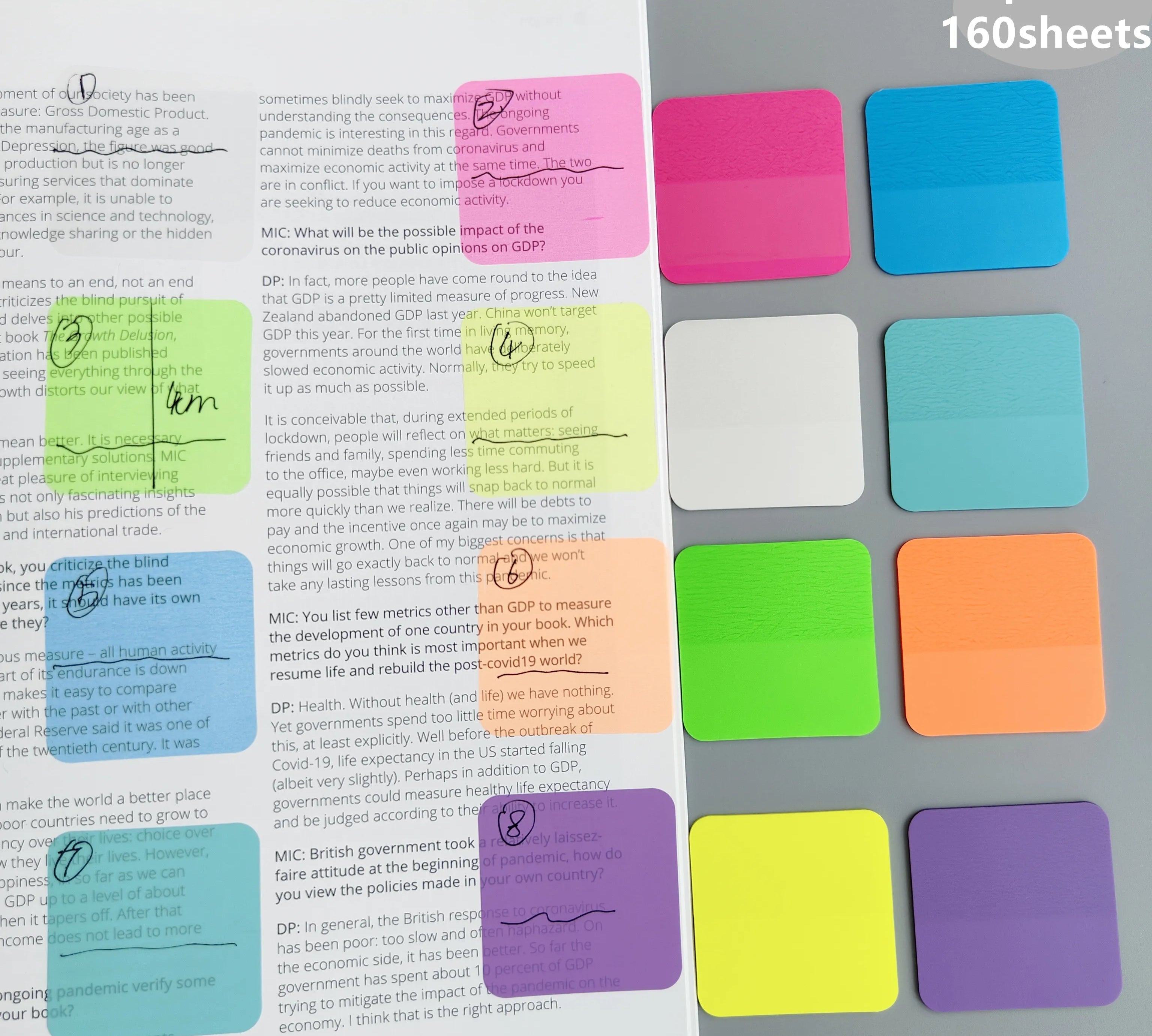 160 clear writable sticky notes for study and work