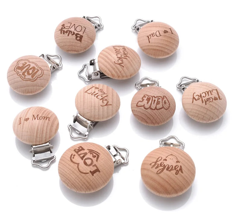 Beech Wooden Pacifier Clips