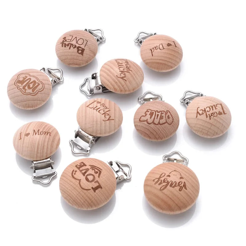 Beech Wooden Pacifier Clips