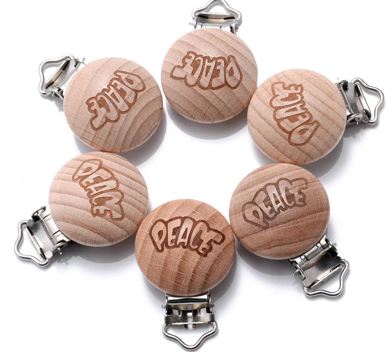 Beech Wooden Pacifier Clips