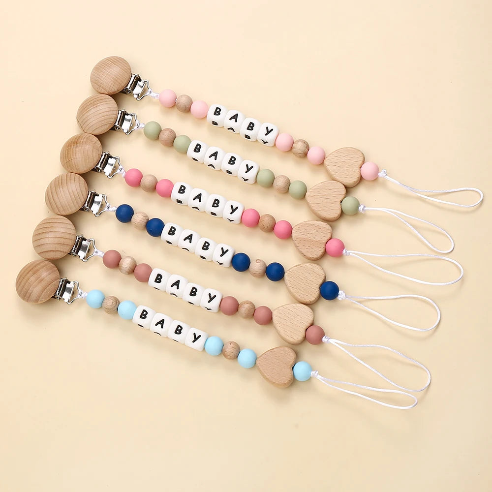 Custom baby pacifier holder clip with engraved name