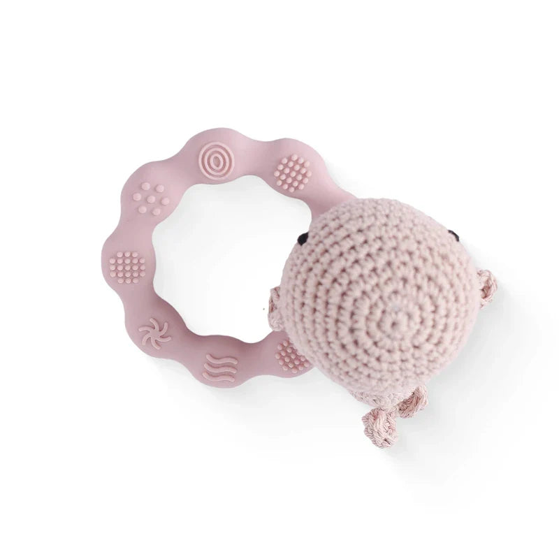 Crochet Bear Rattle Teether Toy