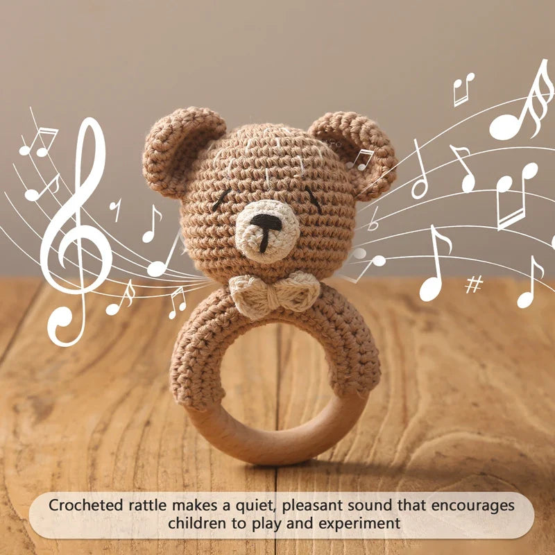 Crochet Bear Rattle Teether Toy