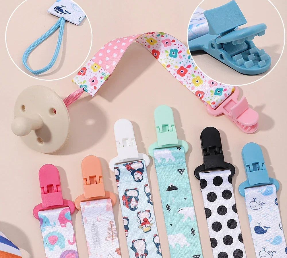 Cute pacifier holder clip chain with cartoon characters