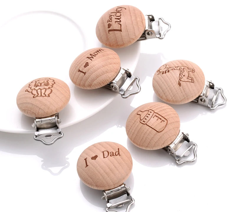 Beech Wooden Pacifier Clips