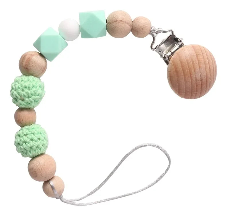 Wood Silicone Baby Pacifier Clip