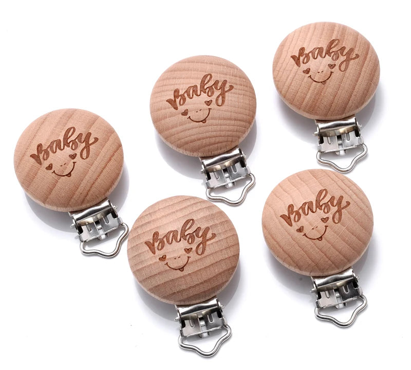 Beech Wooden Pacifier Clips