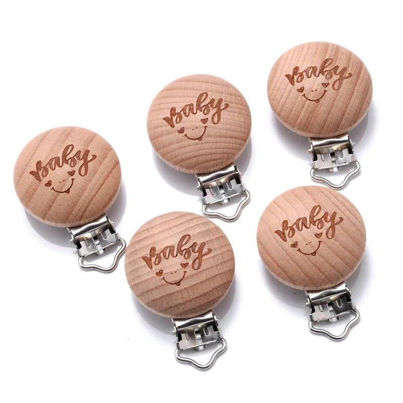 Beech Wooden Pacifier Clips