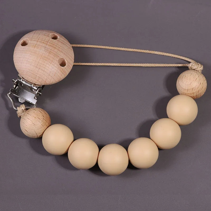 Wood Silicone Baby Pacifier Clip