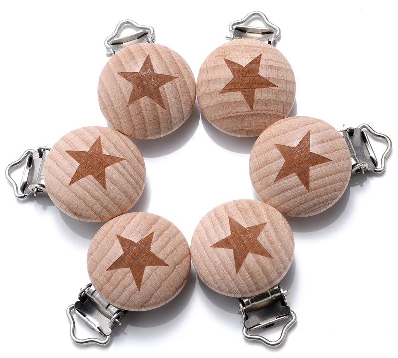 Beech Wooden Pacifier Clips