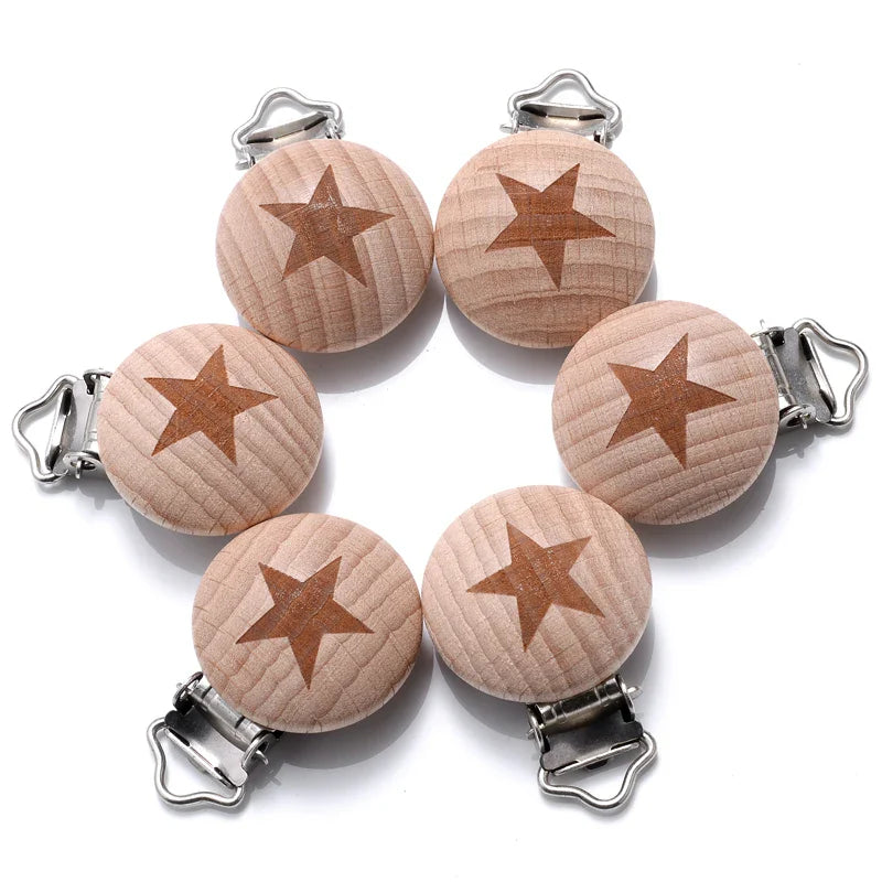 Beech Wooden Pacifier Clips
