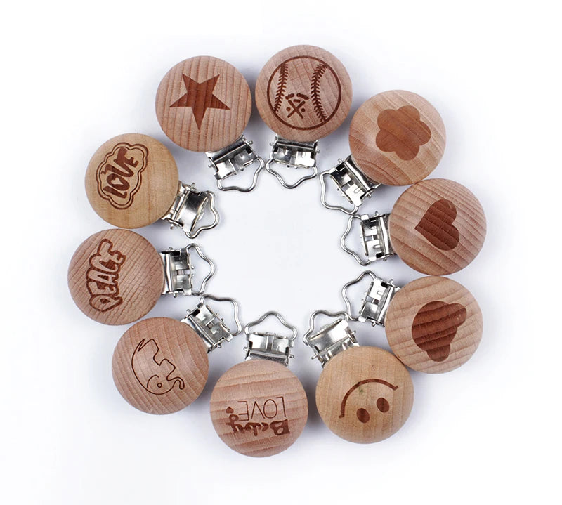Beech Wooden Pacifier Clips