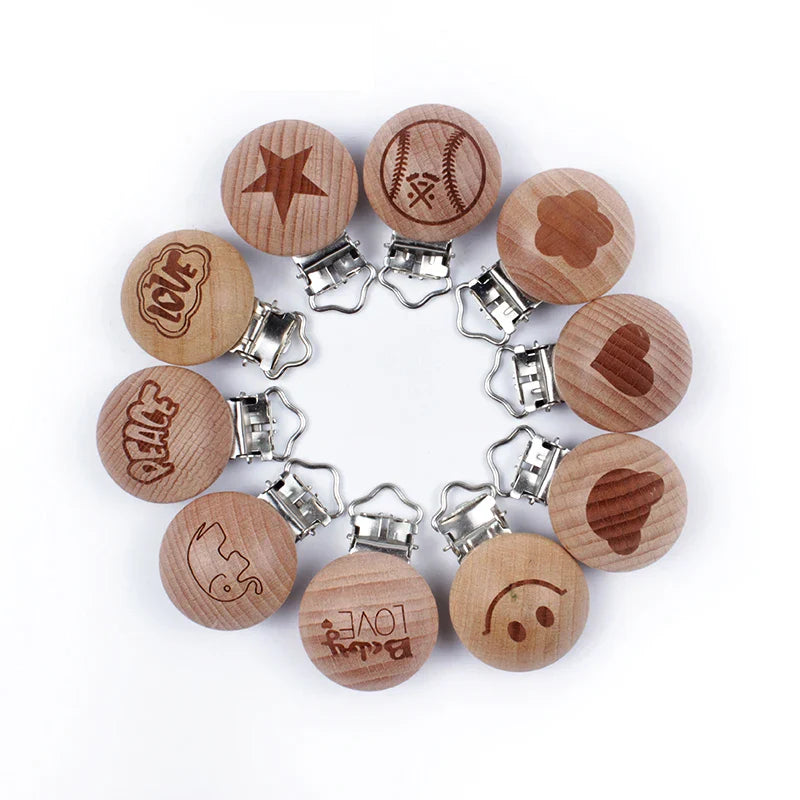 Beech Wooden Pacifier Clips