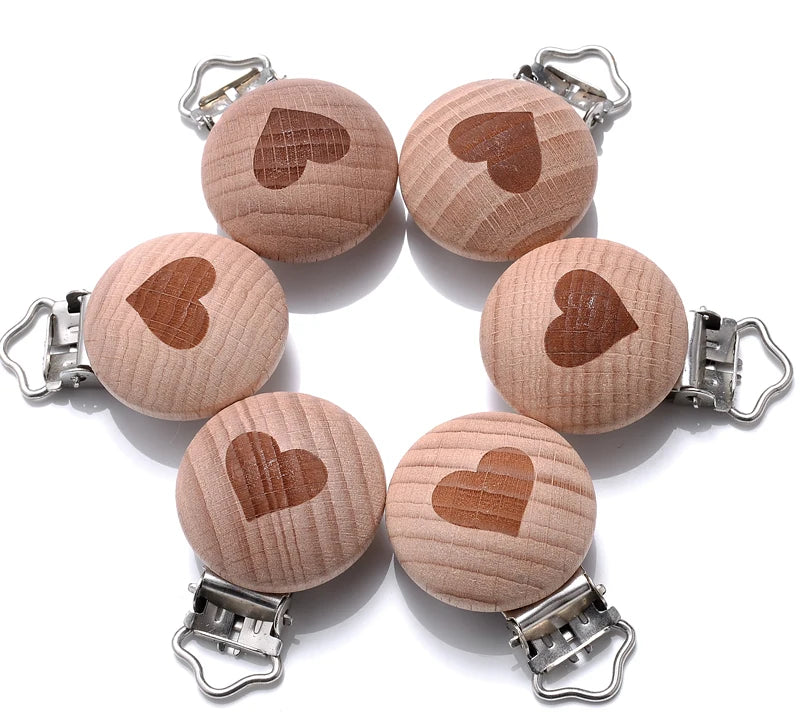Beech Wooden Pacifier Clips