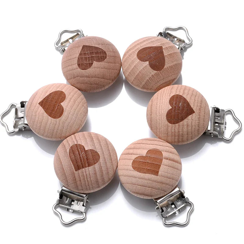 Beech Wooden Pacifier Clips