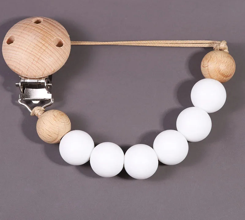 Wood Silicone Baby Pacifier Clip