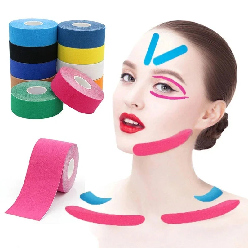 Face lifting tape for reducing sagging and contouring the jawline